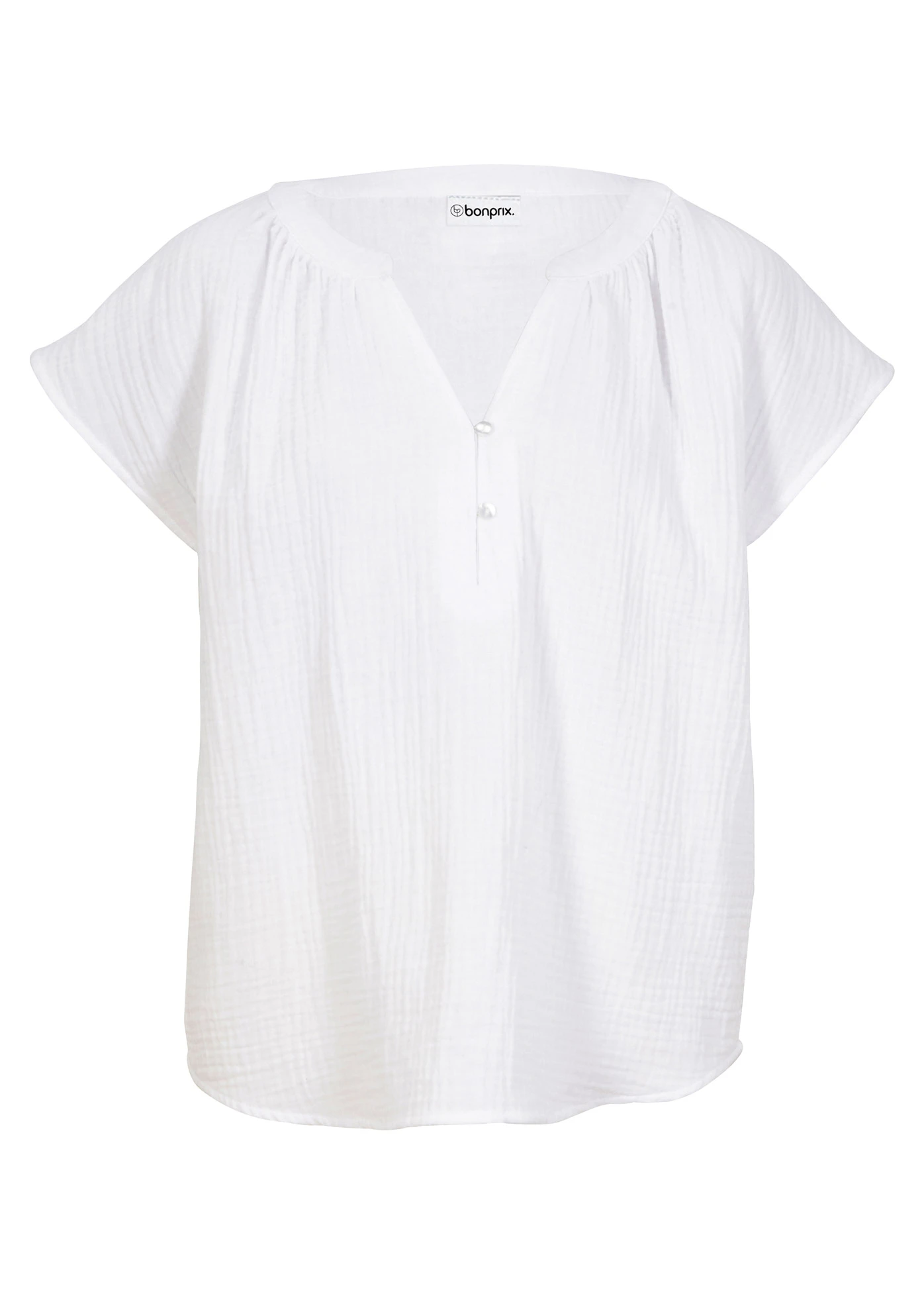 Top-bluză din muselină 100% din bumbac • alb • magazin bonprix