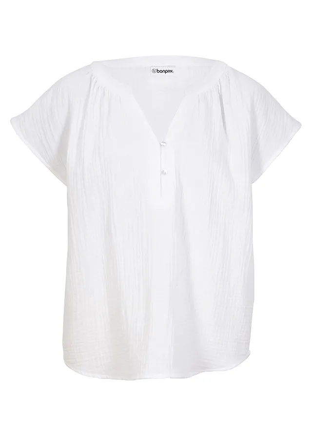 Blousetop van katoen • wit • bonprix online shop