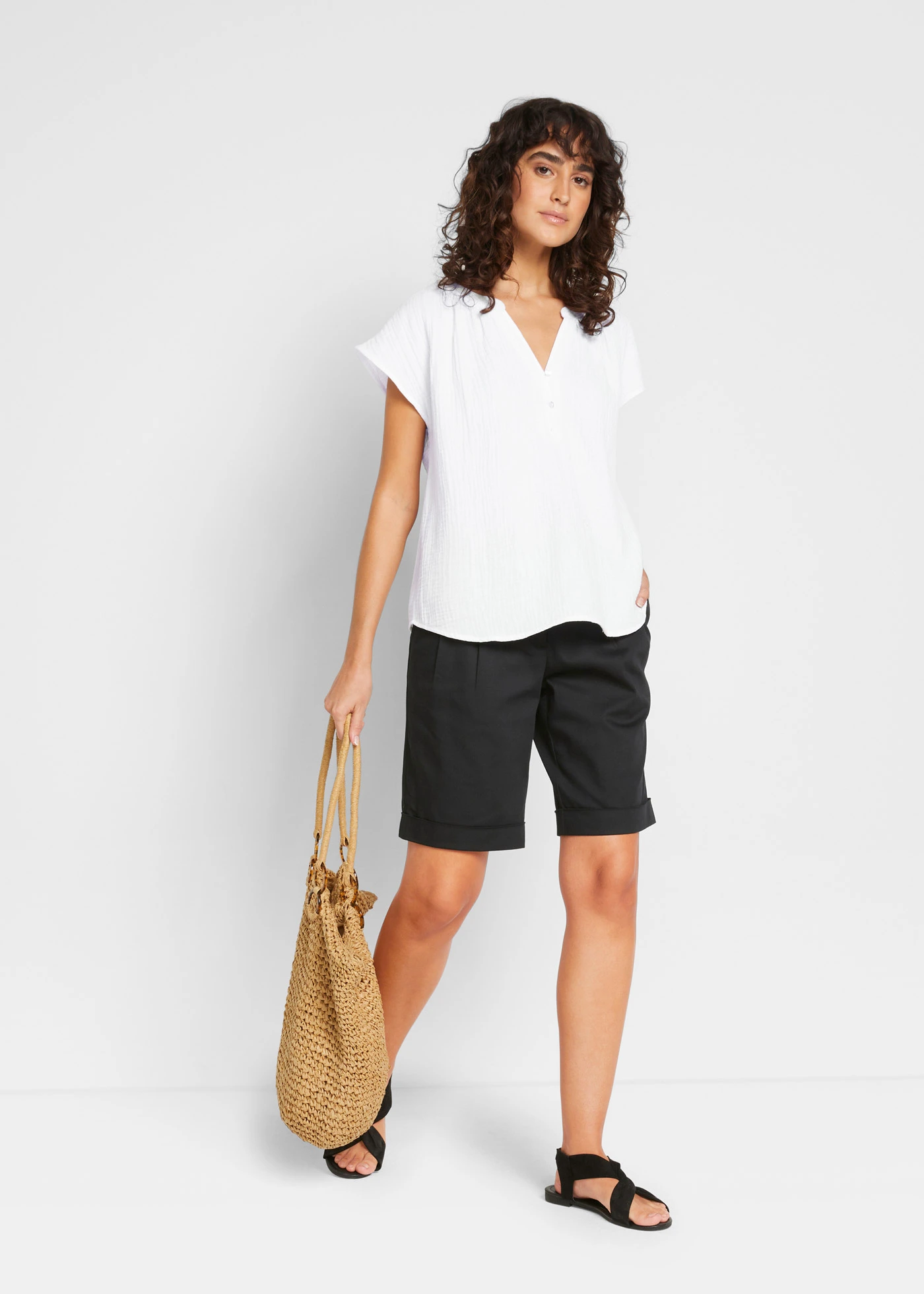 Mousseline blousetop van katoen • wit • bonprix online shop