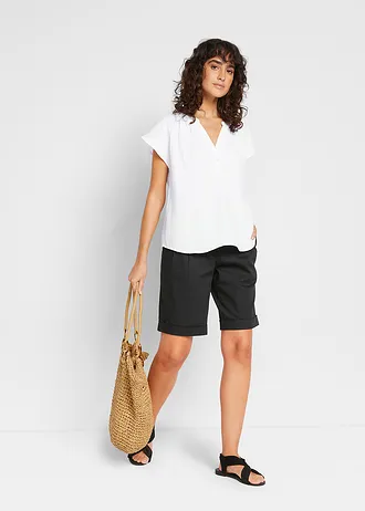 Blouse en gaze 100% coton, Couleur: blanc