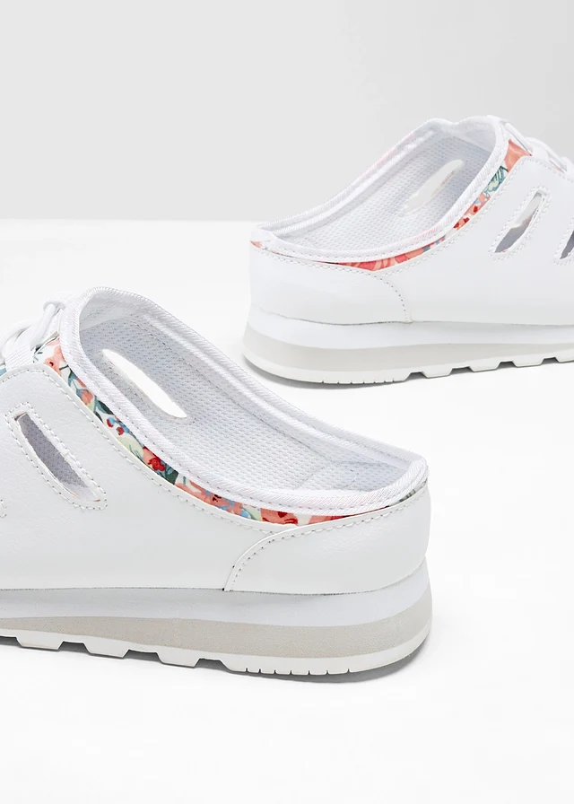 Mules à semelle crantée, Couleur: blanc floral