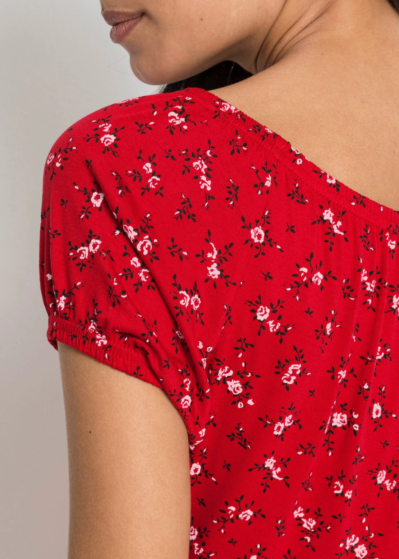 Sukienka z dżerseju z nadrukiem • czerwony w kwiaty • bonprix obchod