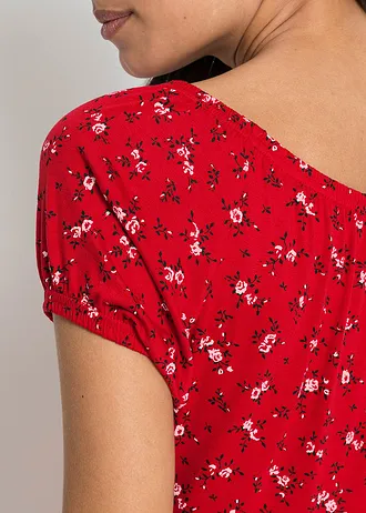 Sukienka z dżerseju z nadrukiem • czerwony w kwiaty • bonprix obchod