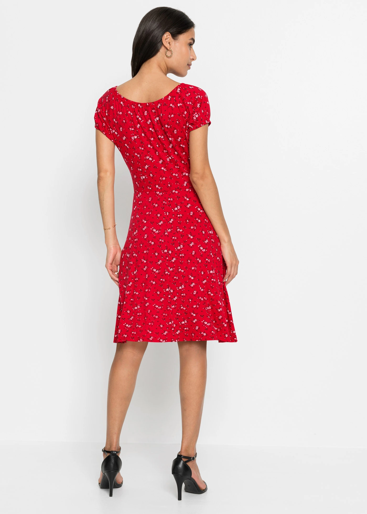 Sukienka z dżerseju z nadrukiem • czerwony w kwiaty • bonprix obchod