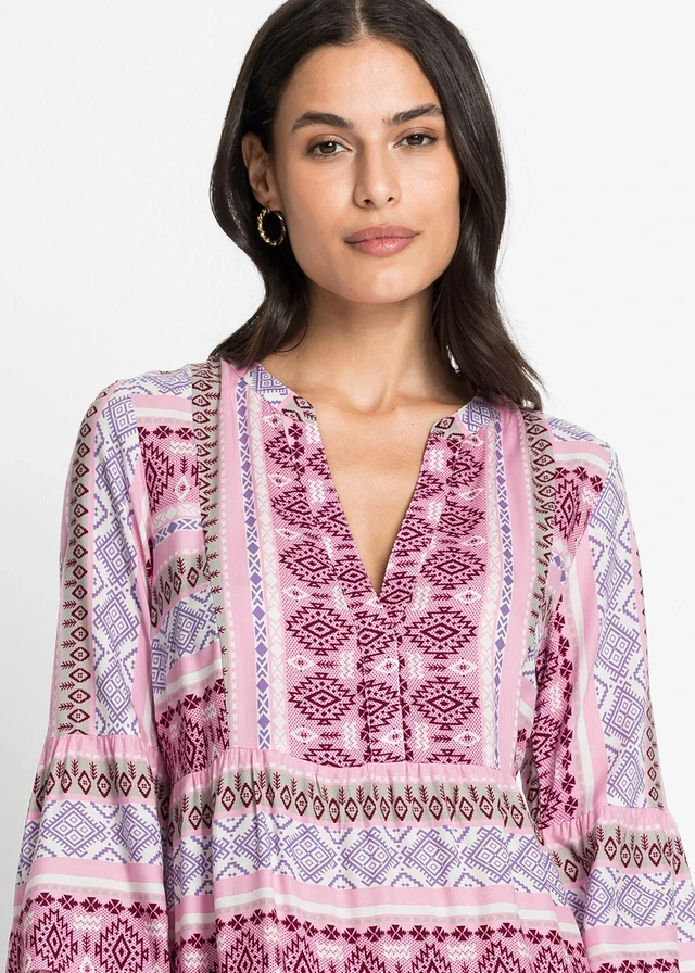 Tuniekjurk van soepele viscose • roze-wit-lichtpaars • product-page.page-title-suffix