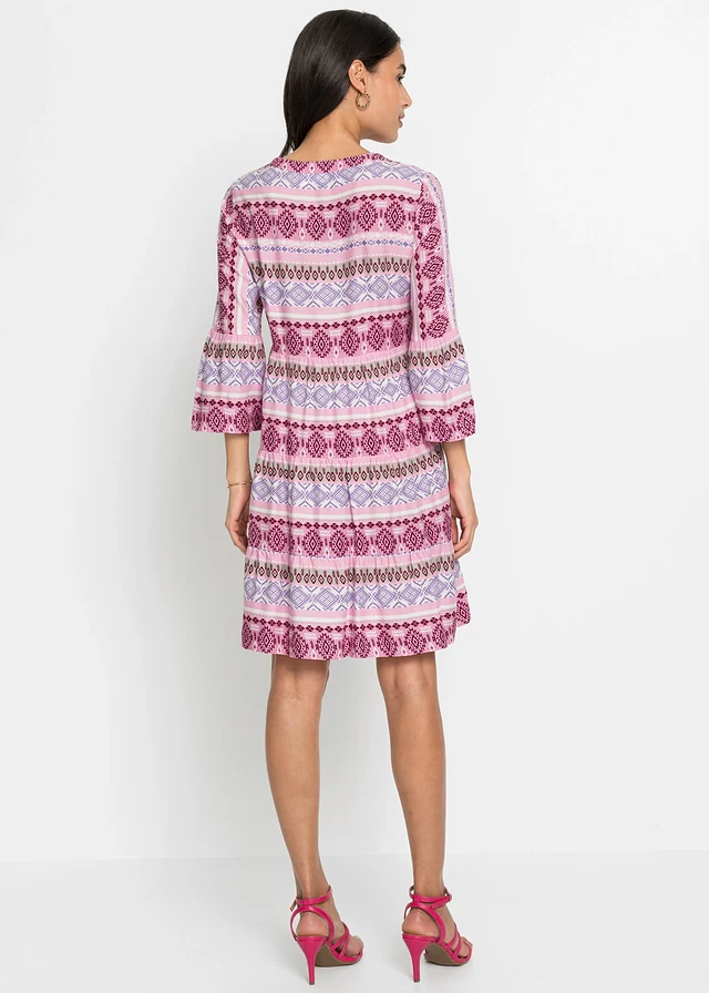 Robe-tunique en viscose fluide • rose/blanc/mauve imprimé • product-page.page-title-suffix