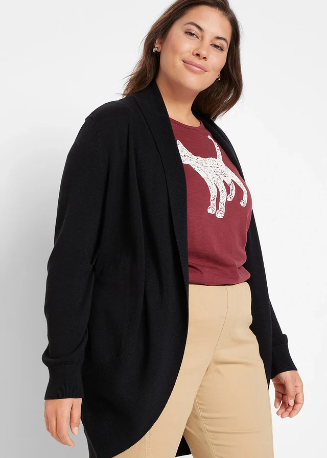 Gilet en fine maille, Couleur: noir