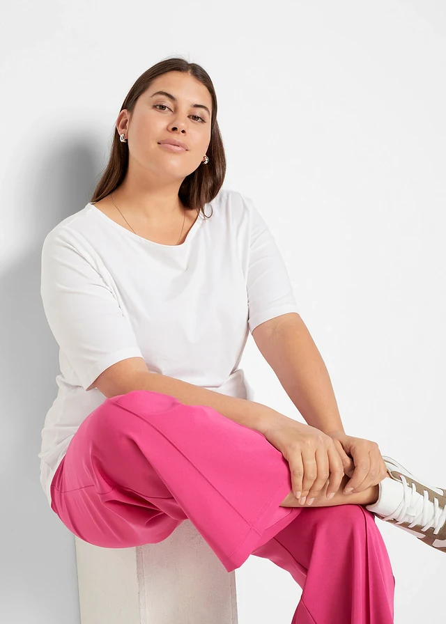 Shirt met boothals, halflange mouw, Kleur: wit