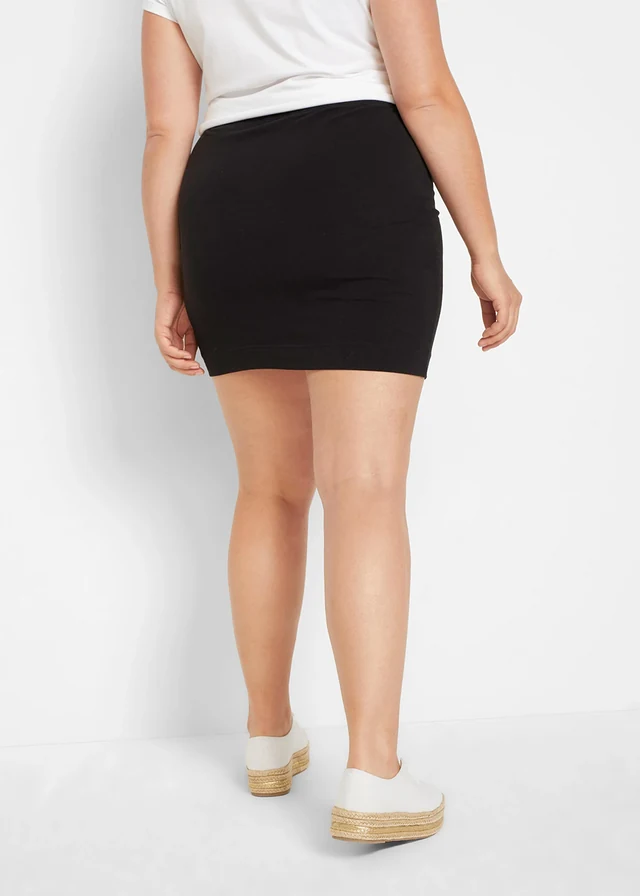 Lot de 2 jupes en jersey coton extensible, Couleur: noir + noir