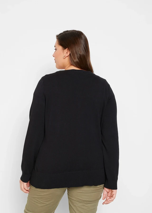 Basic vest met knoopsluiting, Kleur: zwart