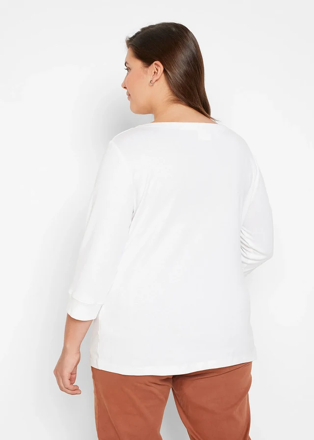 T-shirt manches longues 100% coton, Couleur: blanc