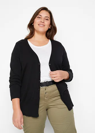 Basic vest met knoopsluiting, Kleur: zwart