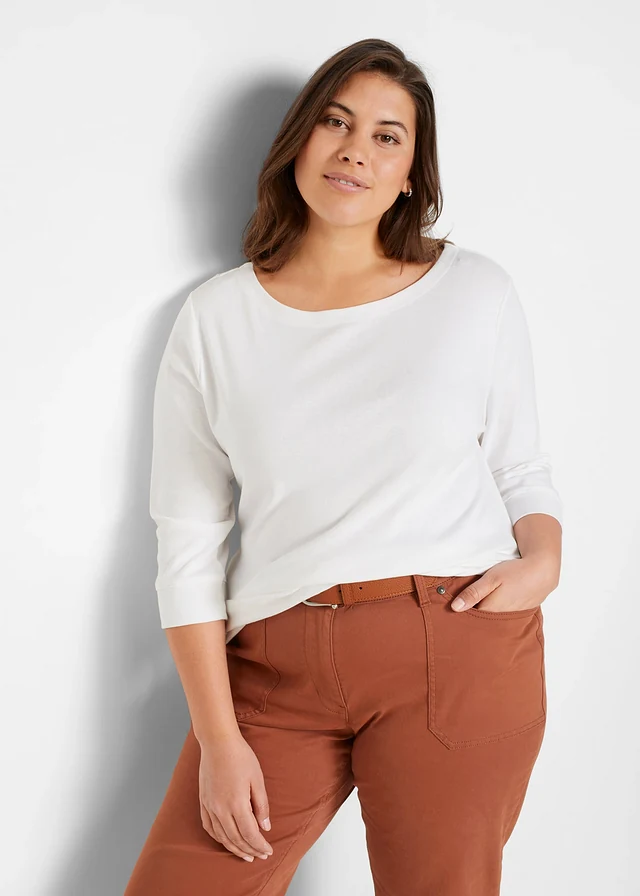 T-shirt manches longues 100% coton, Couleur: blanc