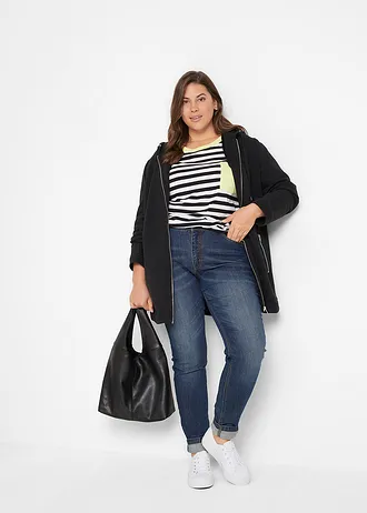 Corrigerende jeans mid waist, bootcut, Kleur: donkerblauw denim