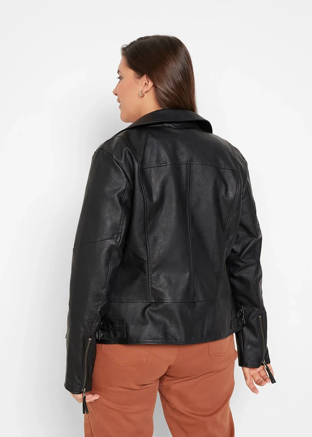 Blouson enduit 100% viscose, Couleur: noir