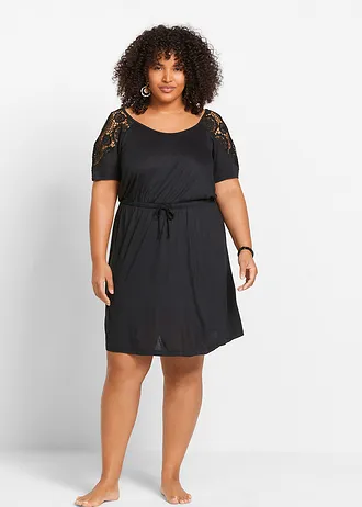 Transparentné plážové šaty, farba: čierna