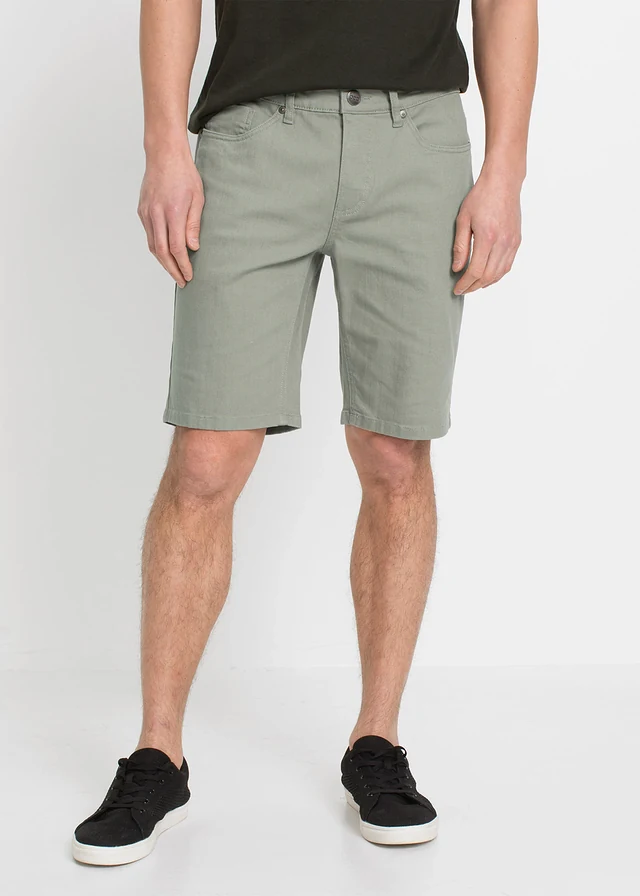 Lot de 2 bermudas extensibles, regular, Couleur: beige + olive fumé