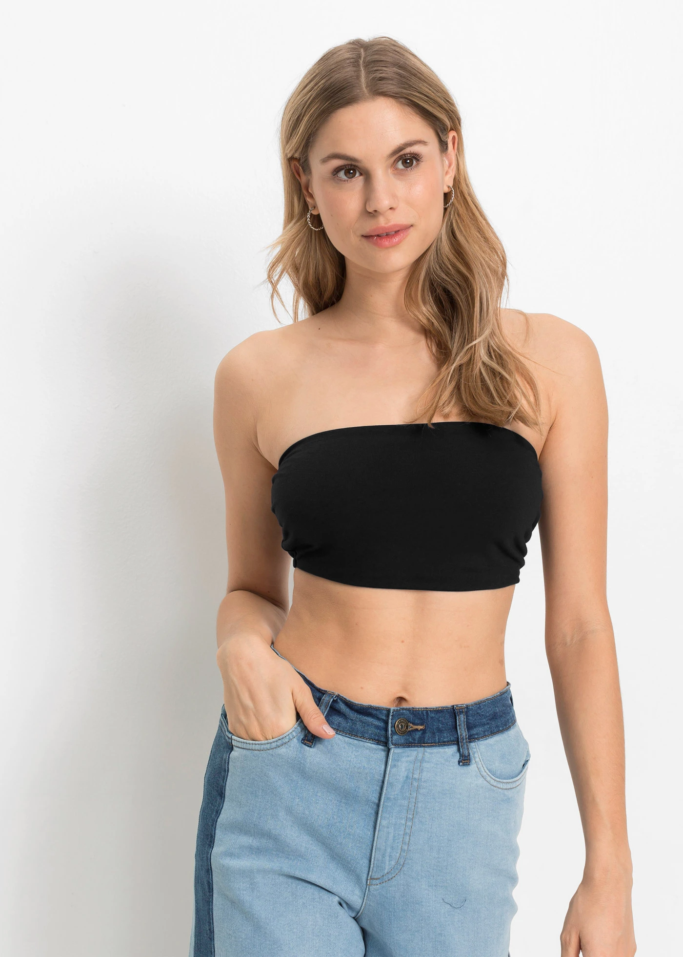 Bandeau-top (2 ks v balení) • černá + bílá • bonprix obchod