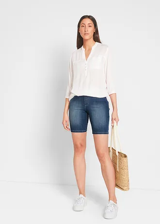 Jeans bermuda, mid waist • blauw denim used • bonprix online shop