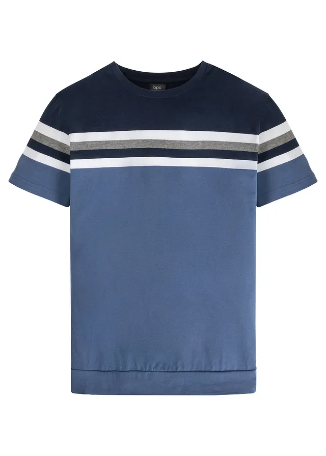 T-shirt van puur katoen • lichtindigo gestreept • bonprix online shop