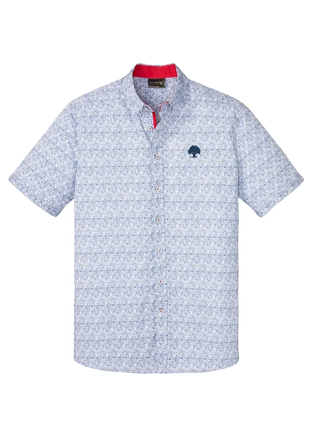 Chemise manches courtes 100% coton • blanc/bleu profond floral • Boutique bonprix