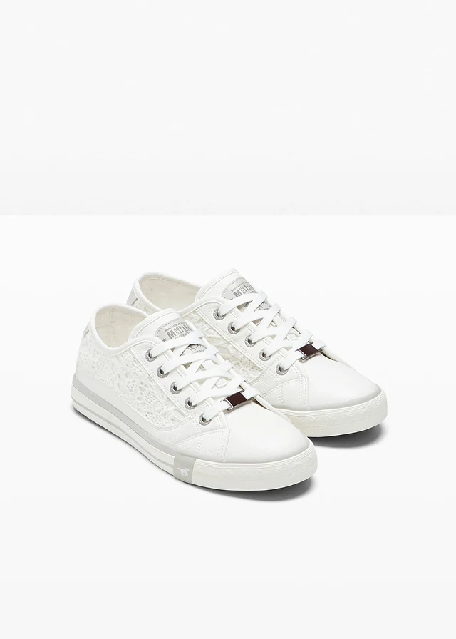 Pantofi casual Mustang cu dantelă, culoare: alb
