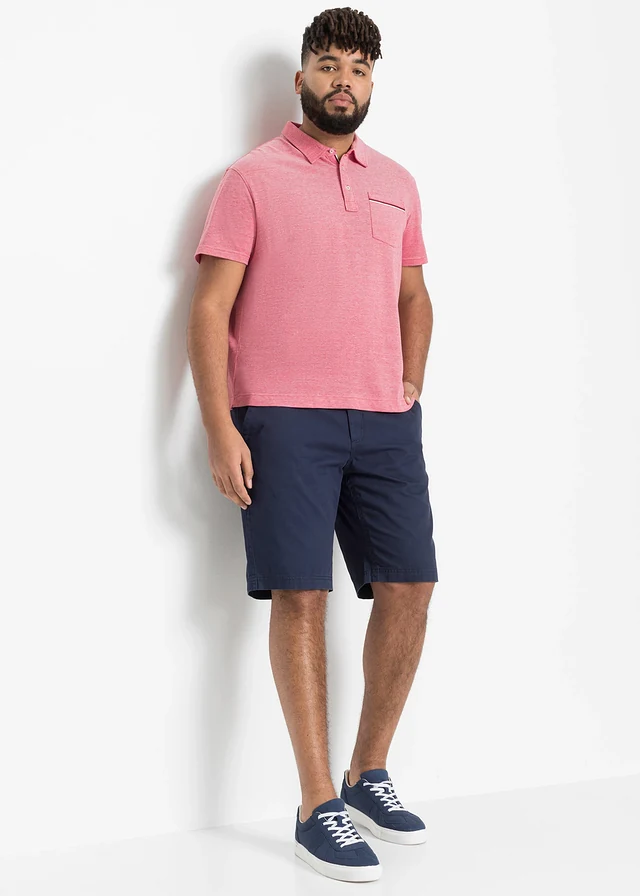 Piqué poloshirt van puur katoen (set van 2), Kleur: rood+azuurblauw gemêleerd