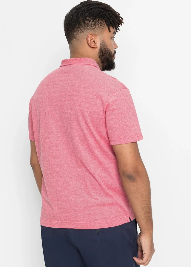 Lot de 2 polos en maille piquée, 100% coton, Couleur: rouge + bleu azur chiné