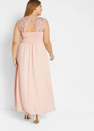 Maxi galajurk met kant, Kleur: parelroze