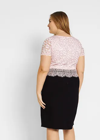 Jurk met kant, Kleur: zwart/zacht roze