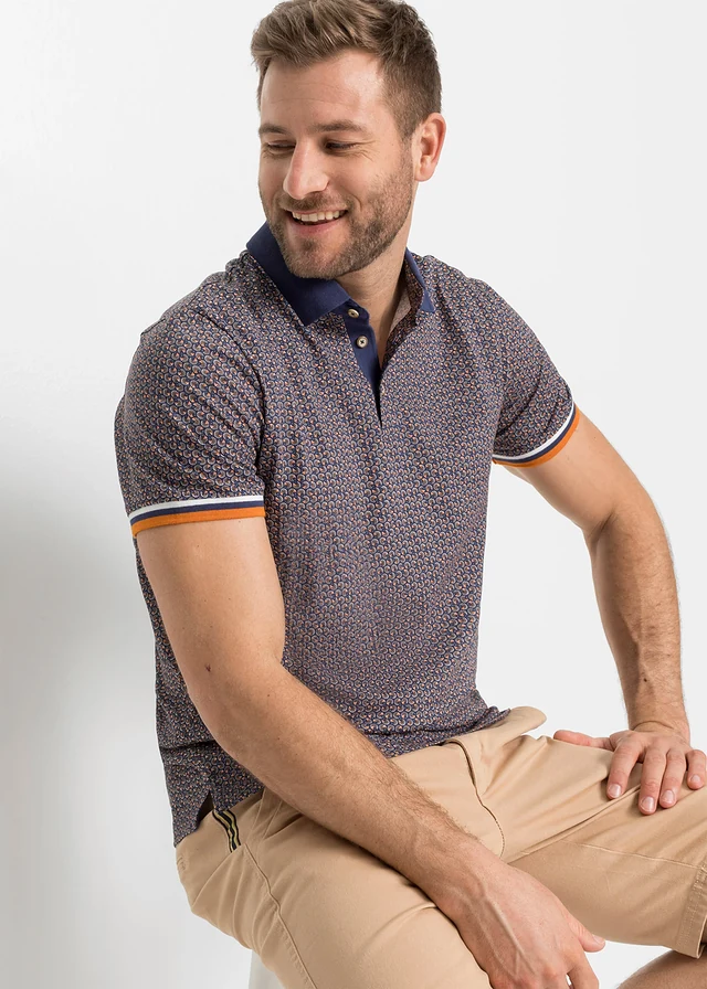 Polo en jersey 100% coton, Couleur: bleu graphique