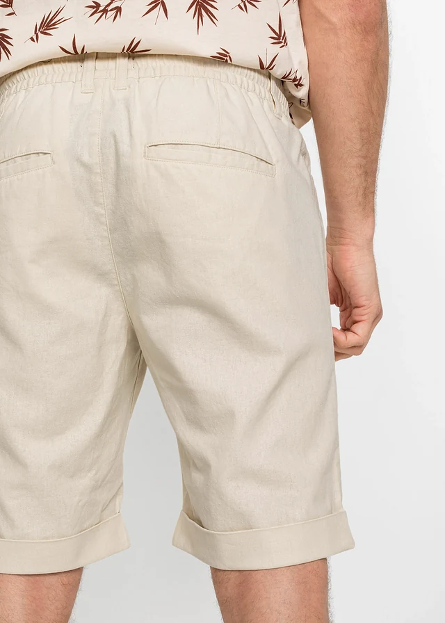 Bermuda van een luchtige linnenmix, regular fit • sandbeige • product-page.page-title-suffix