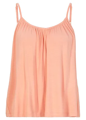 Top met spaghettibandjes van soepele viscose, Kleur: perzik