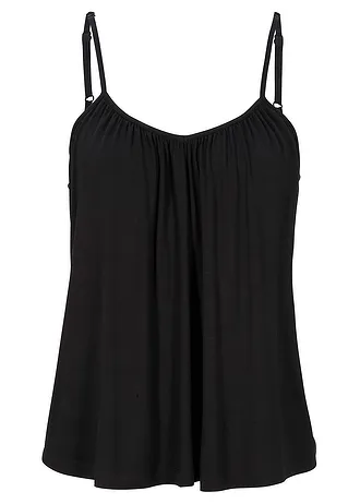 Top met spaghettibandjes van soepele viscose, Kleur: zwart