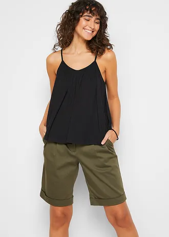 Top met spaghettibandjes van soepele viscose, Kleur: zwart