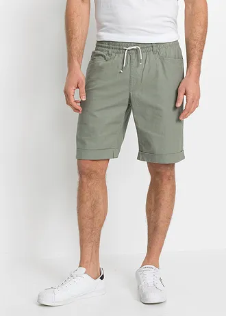 Bermuda à taille élastiquée en lin mélangé, Regular • gris vert • Boutique bonprix
