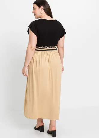 Jersey jurk van viscose, Kleur: zwart/latte macchiato + andere kleuren