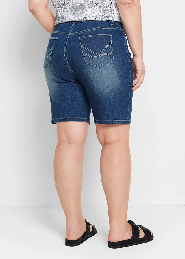 Bermuda en jean, taille mi-haute, Couleur: bleu denim used