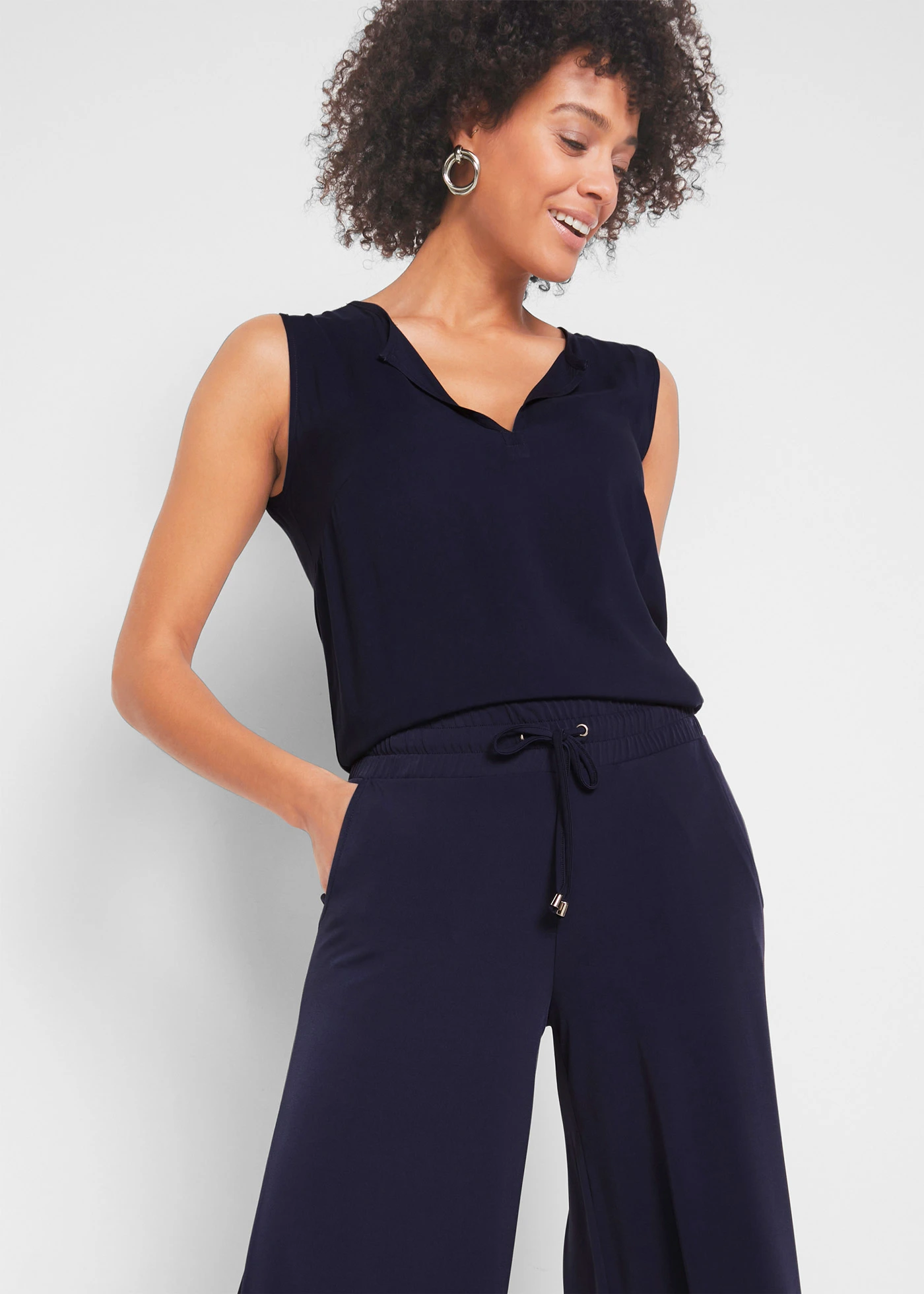 Jersey broek met een comfortabele band • donkerblauw-zilverkleur • bonprix online shop