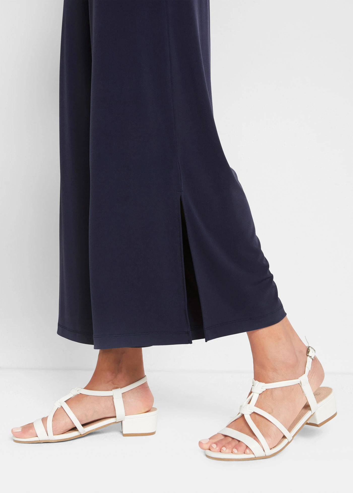 Jersey broek met een comfortabele band • donkerblauw-zilverkleur • bonprix online shop