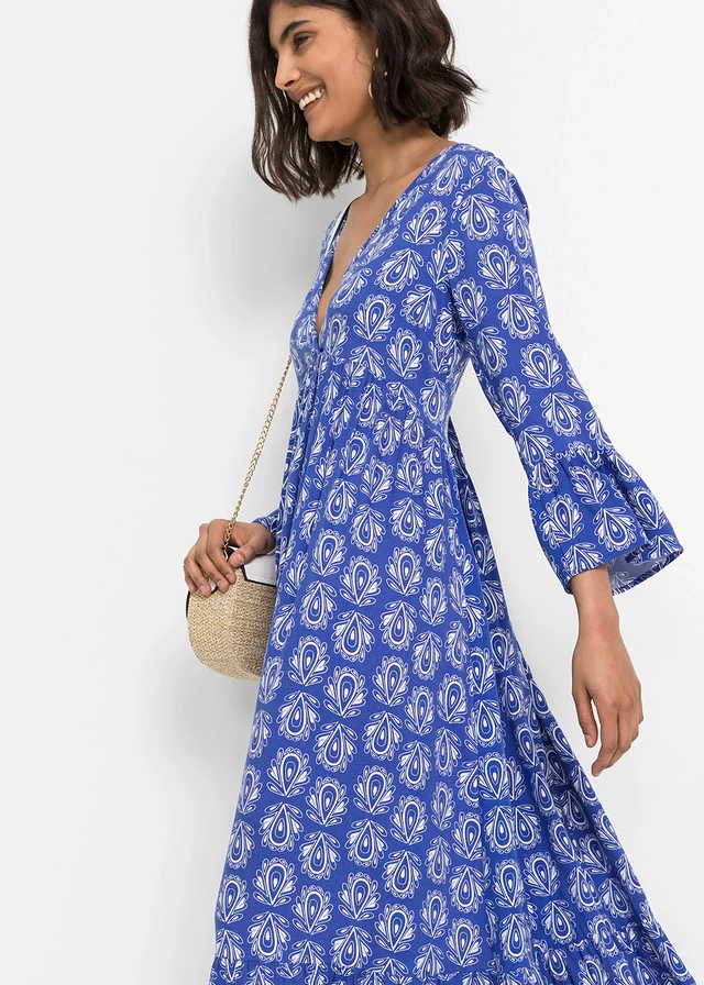 Kaftan jurk • edelsteenblauw met print • product-page.page-title-suffix