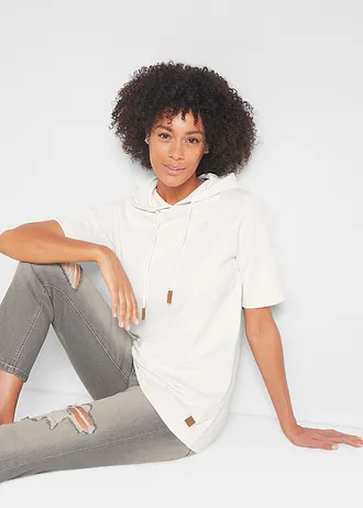 Hoodie van een katoenmix • wolwit • bonprix online shop