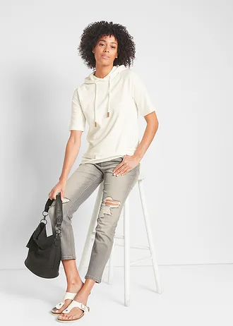 Mikina s kapucí, z bavlněné směsi • přírodní bílá • bonprix obchod