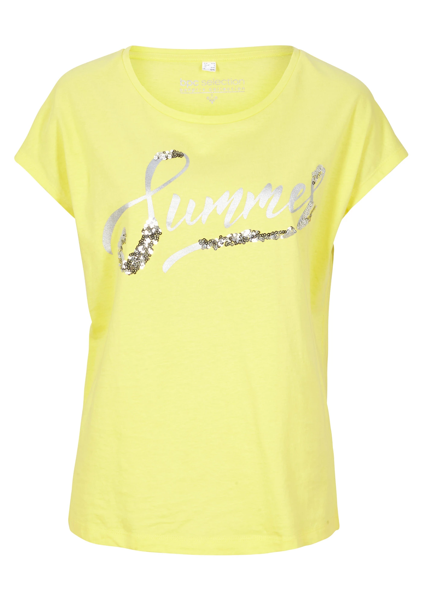 Tričko s pajetkami • limetkovo-stříbrná s potiskem • bonprix obchod