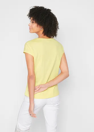 Shirt met pailletten, Kleur: lemon-zilver met print