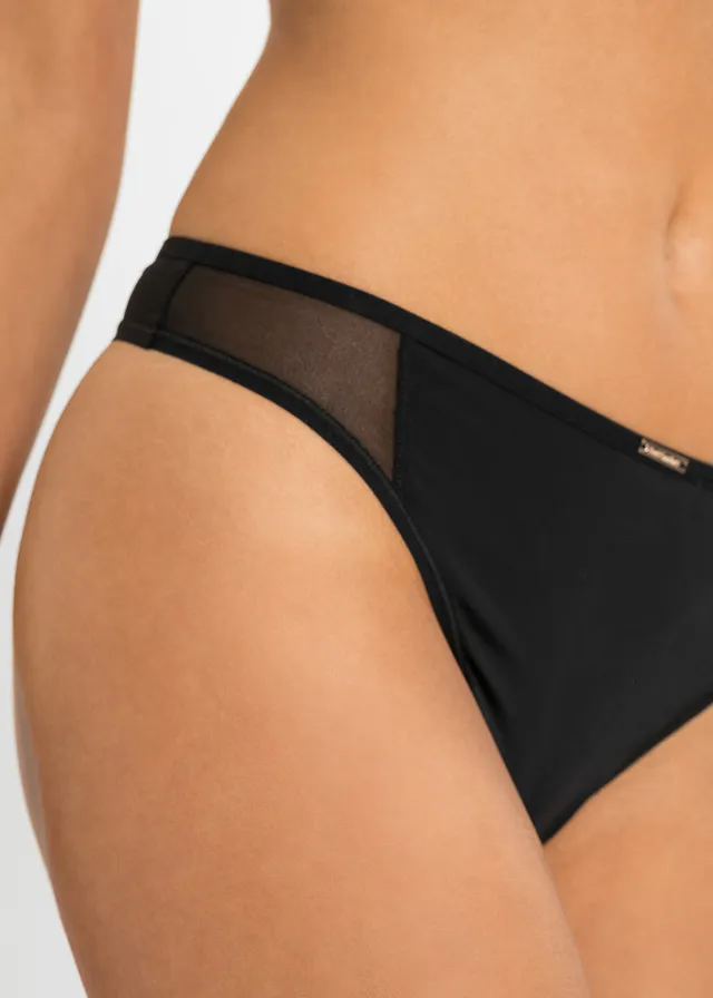 Feel Comfort string van microvezel (set van 6), Kleur: zwart