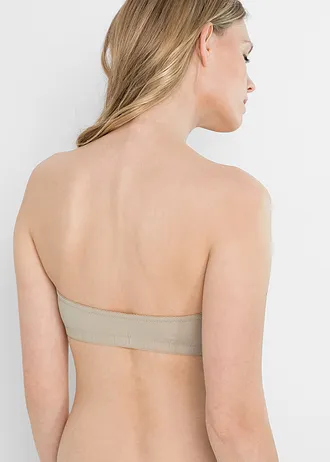 Lot de 2 soutiens-gorge bandeau coton • beige craie + bois de rose • Boutique bonprix