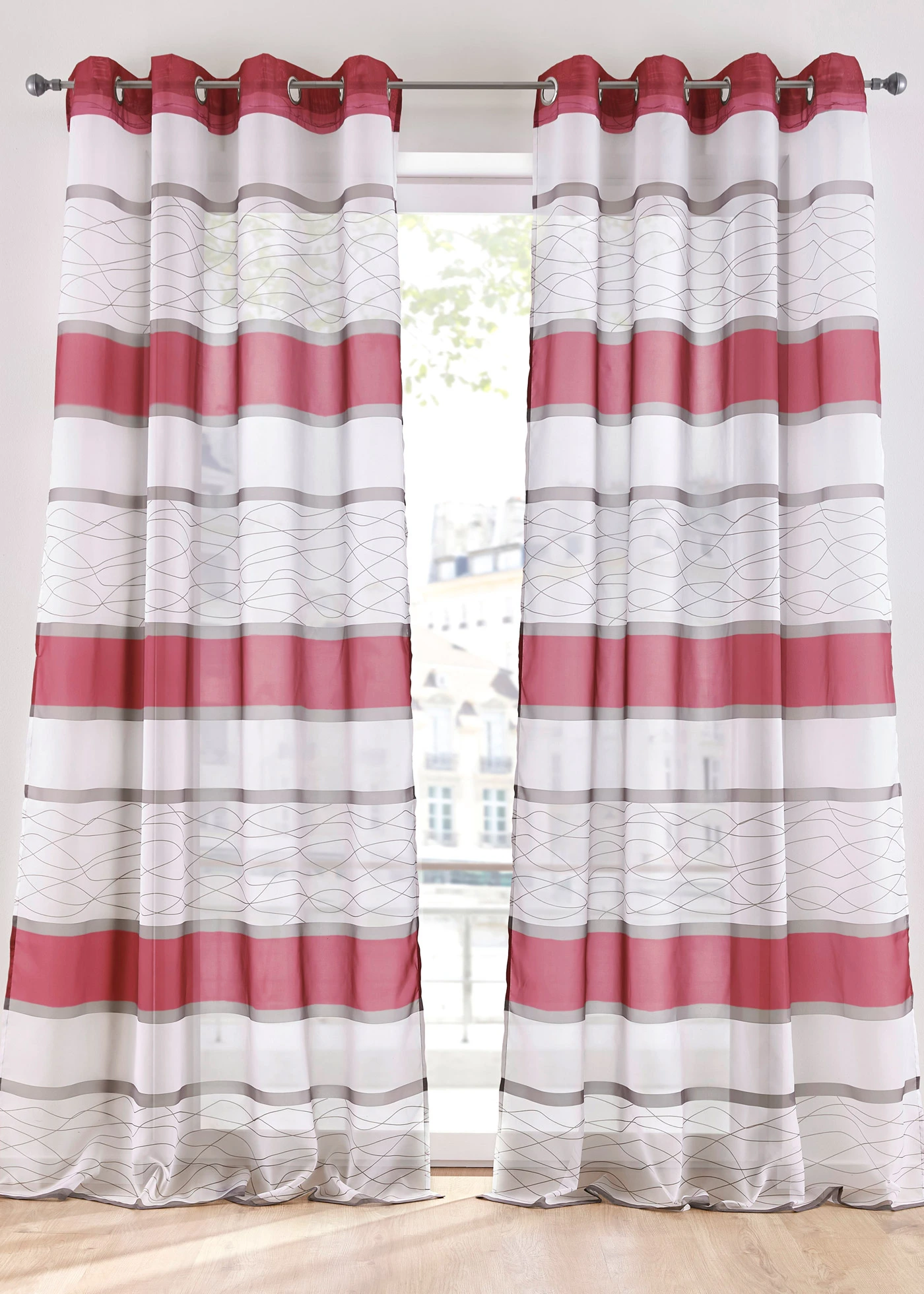 Voilage avec polyester recyclé (1 pce) • rouge • Boutique bonprix