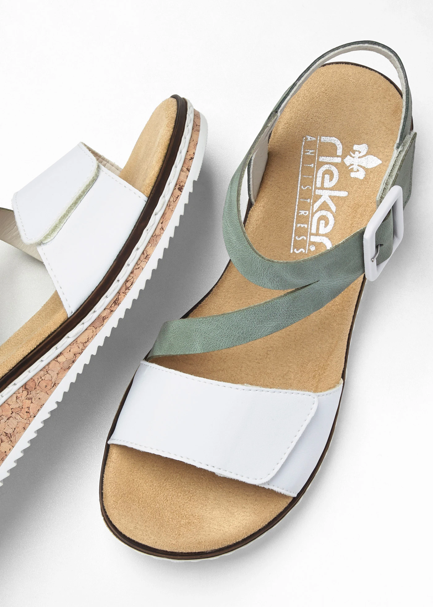Sandales Rieker à première rembourrée • vert-blanc • Boutique bonprix