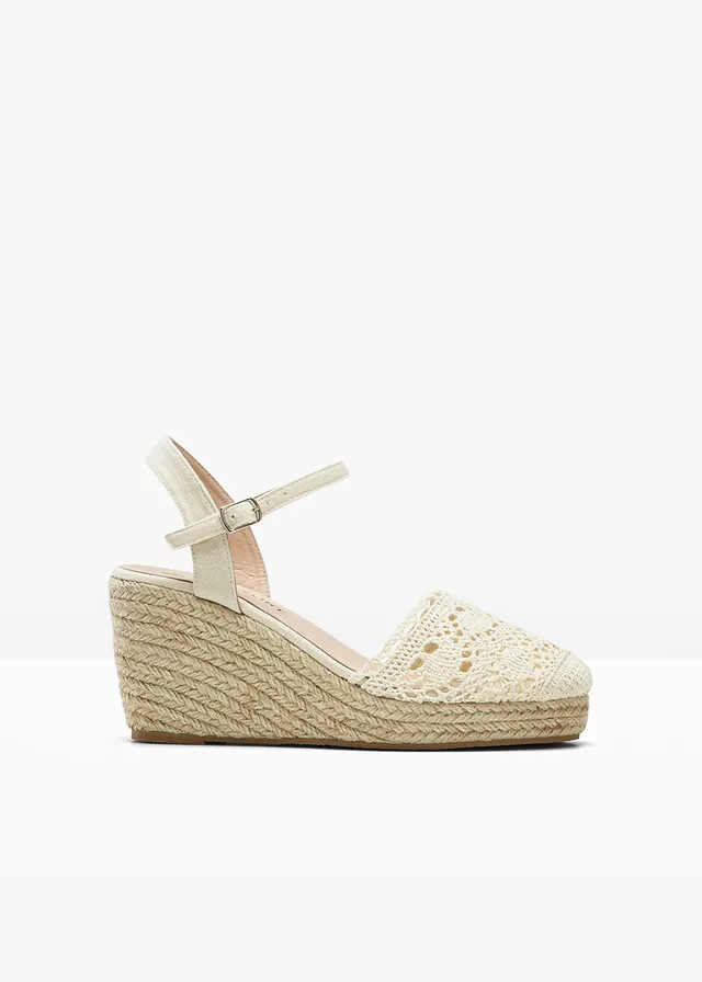 Sleehak pumps in gehaakte look • beige • bonprix online shop